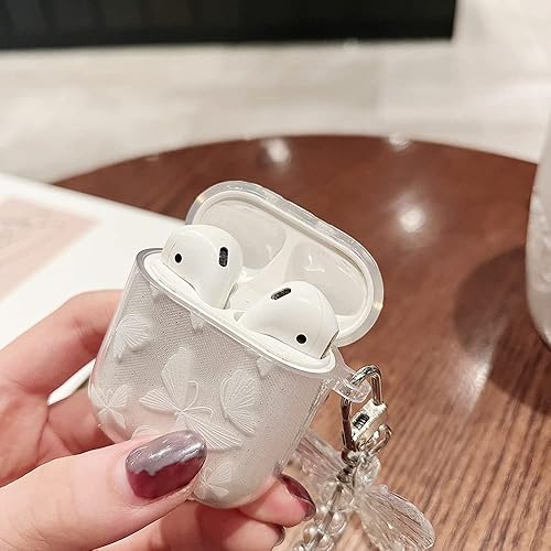 Miniatura 4 de MINSCOSE Bonita funda transparente para Airpod Pro con llavero bonito diseño de mariposa con purpurina brillante silicona suave a prueba de golpes