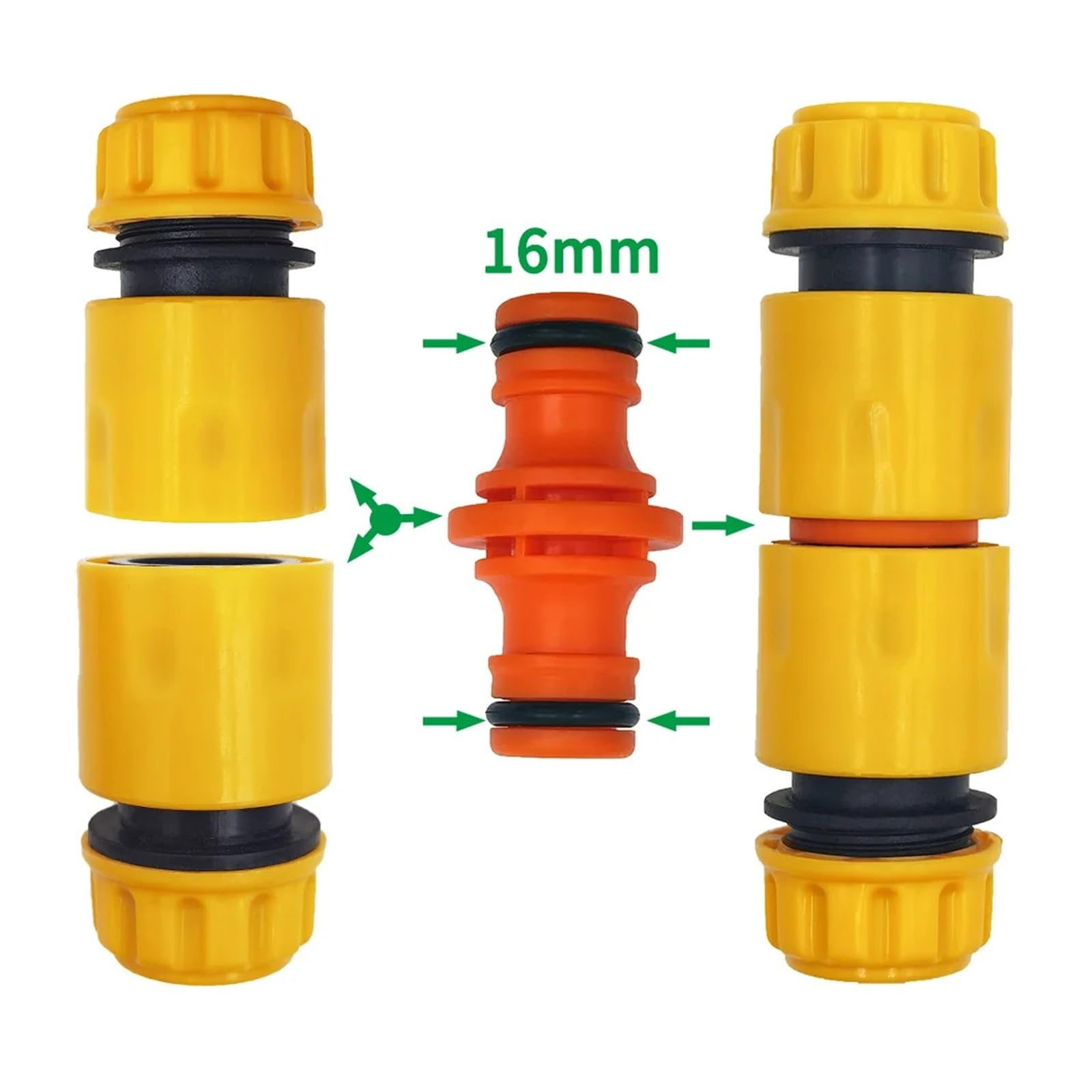 Giunto per tubo da giardino, attacco rapido da 1/2", per sistemi di irrigazione a goccia e irrigazione, set da 5 pezzi, per serre e uso esterno