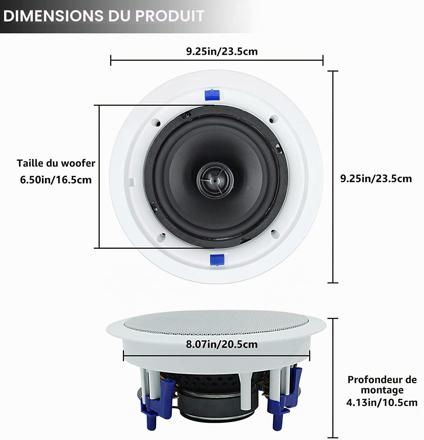 Herdio 6,5 Pouces Enceinte encastrable Plafond,320 Watts Haut-parleurs de Plafond Parfaits pour la Cuisine, la Salle de Bain, Le Salon