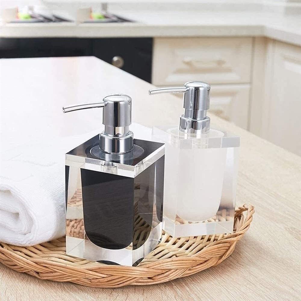 Dispenser di Sapone Liquido in Resina per Bagno, Dispenser di Sapone Liquido Ricaricabile per Ripiani di Cucina o Bagno, Dispenser di Sapone per Bagno (Bianco 170 ml)