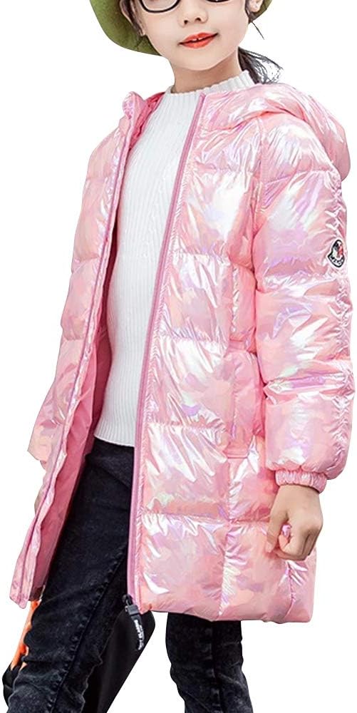 Phorecys Girls Boys Hooded Down Puffer Lightweight Mid-Long Winter Jacket Coats Outerwear for Kids