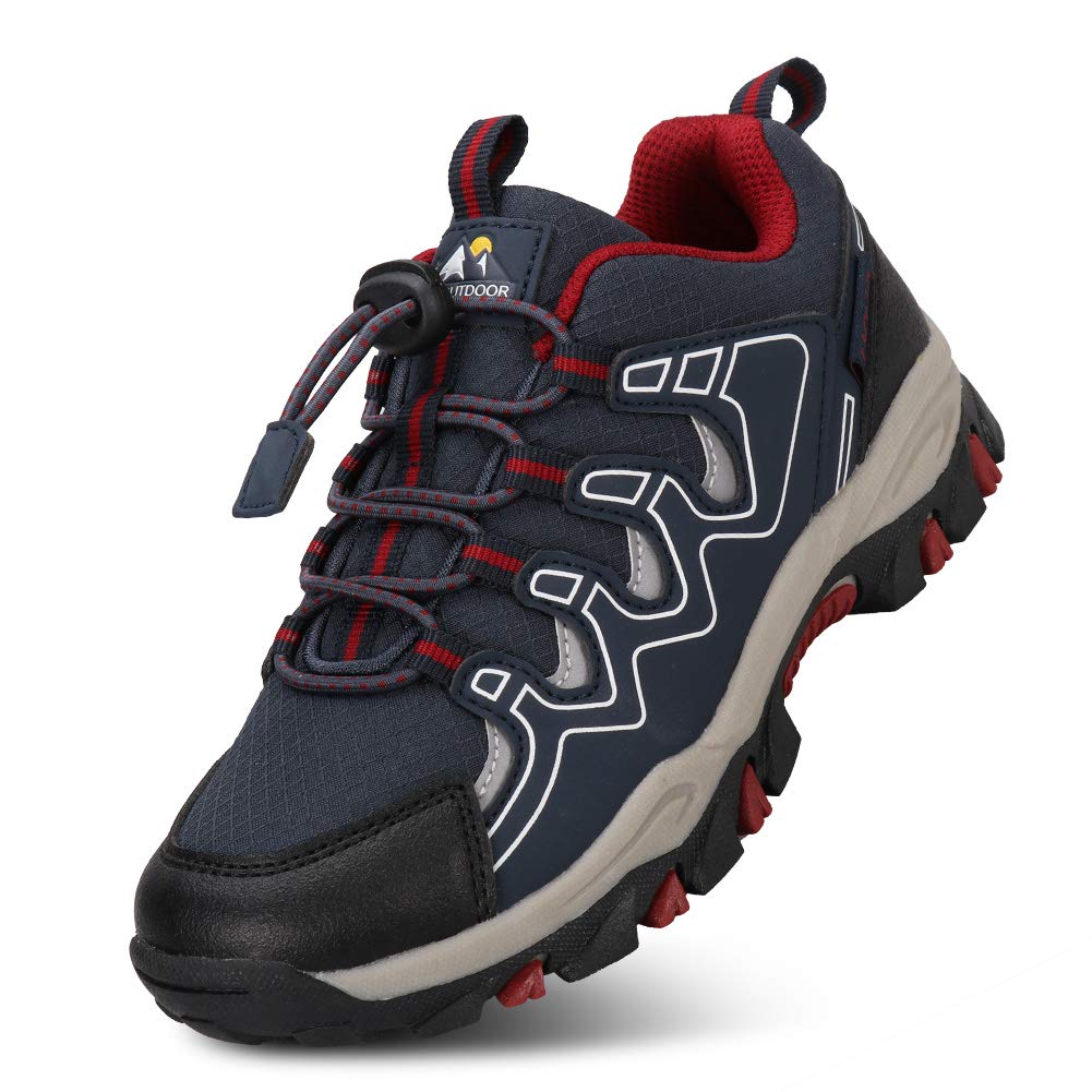UOVO Boys Shoes Boys Sneakers Boys Tennis Running Shoes Waterproof Hiking Shoes Kids Athletic Outdoor Sneakers Slip Resistant(Little/Big Boys) Navy Blue/Red 6.5 Big Kid