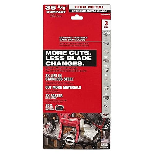 Para Milwaukee 48-39-0619 35-38 pulg. Hojas de sierra de banda de metal extremo 1214 TPI paquete de 3