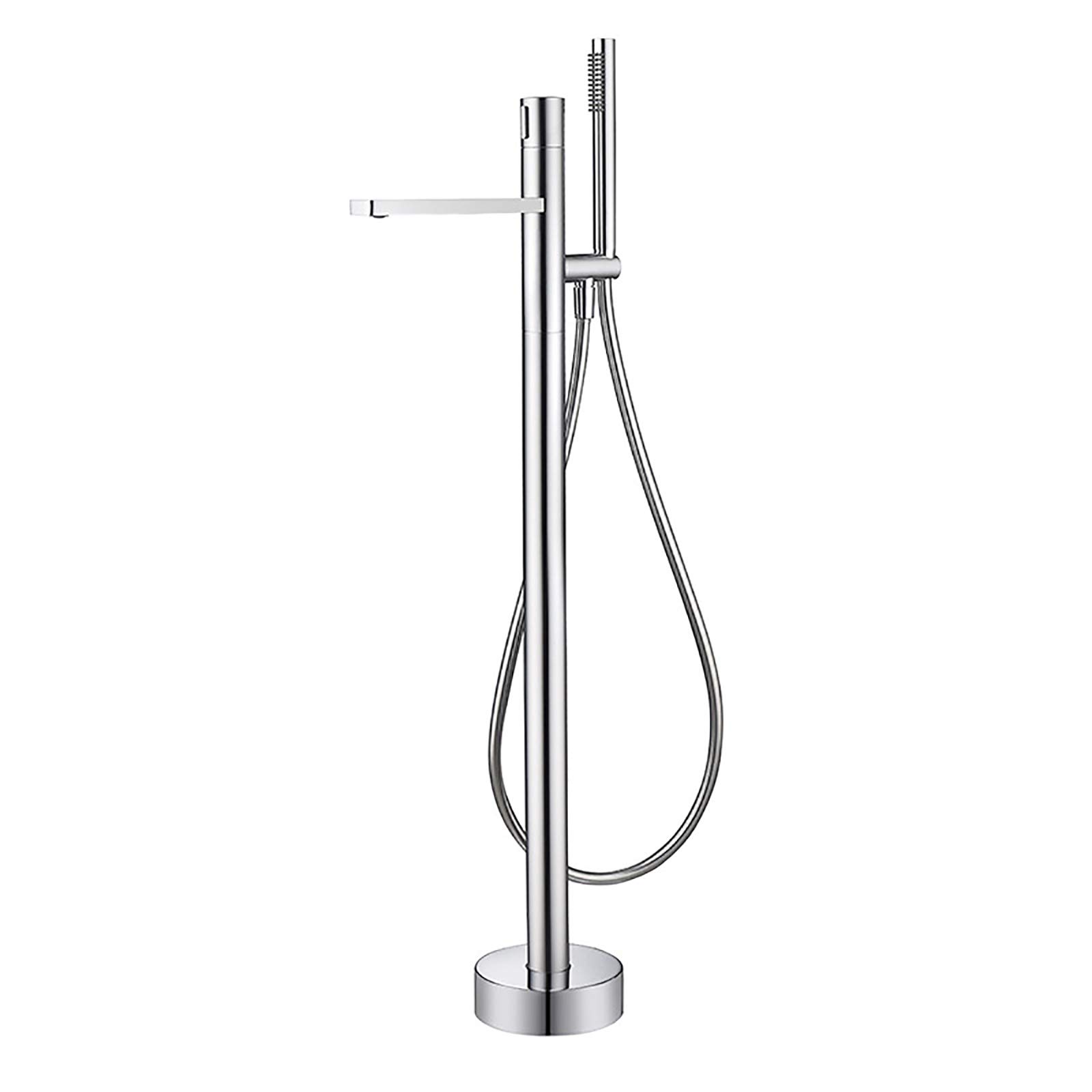Grifo de Fregadero de Cocina Grifo/Grifo, Grifo de bañera Independiente de latón Bañera Independiente con Ducha de Mano Grifos montados en el Suelo Grifo de Manguera (Cromado a) pa