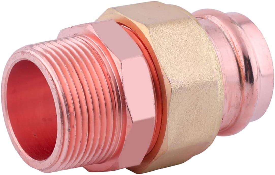 3/4'' x 3/4'' Copper Press Male Union, Press Fit x MNFT for Plumbing and HVAC Applications, Ensures Secure and Efficient Connections, Durable Zero Lead