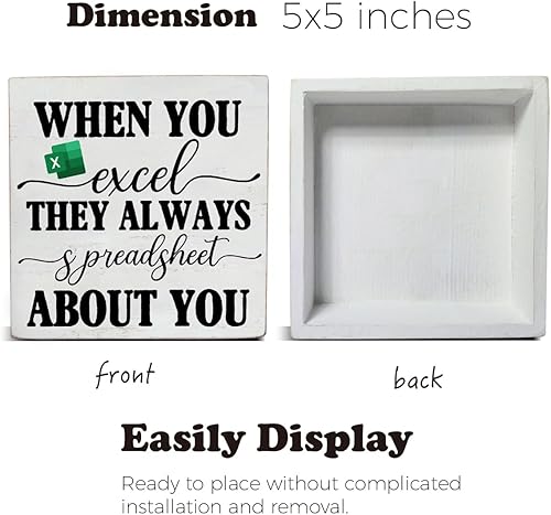 Miniatura 2 de Letrero de madera con cita de contador de oficina, con texto en inglés "When You Excel They Always Spreadsheet about You", letrero decorativo de