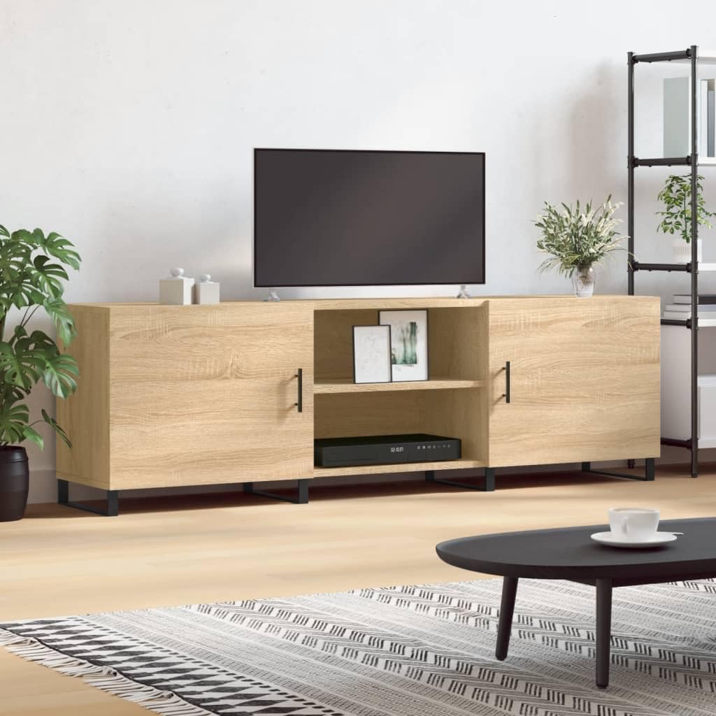 TV-Schrank Sonoma-Eiche 110 cm, Holzwerkstoff, 4 Fächer, Robustes Media-Center für Wohnzimmer, stabil, feuchtigkeitsbeständig