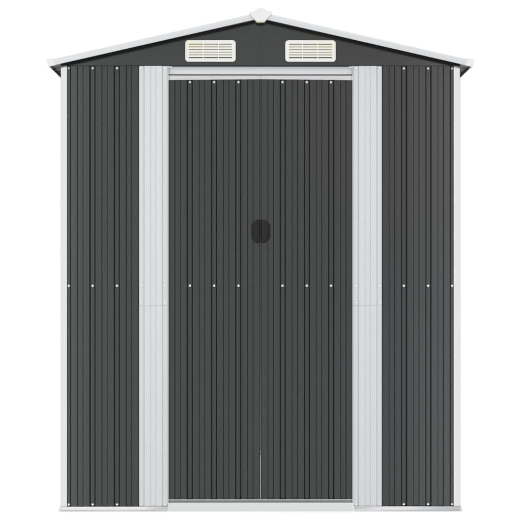 Abri de rangement d'extérieur en acier galvanisé anthracite, 192 x 606 x 223 cm, organiseur d'outils de jardin résistant à la rouille pour accessoires de piscine et équipement de pelouse