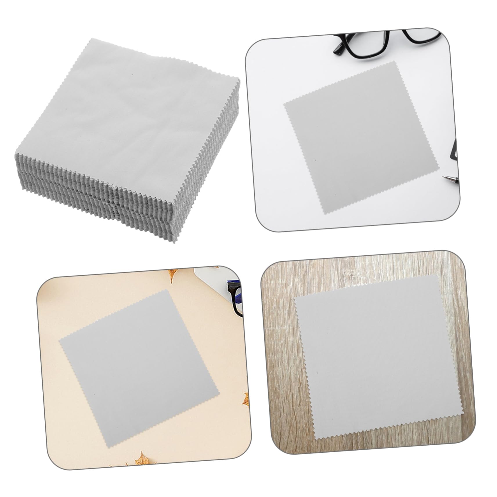 KOMBIUDA Panno in Microfibra per Pulizia Occhiali, senza Pelucchi, Non Graffia le Lenti, 100 Pezzi, per Schermi Smartphone e Superfici Delicate