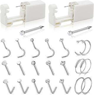 Nose Piercing Kit - Yangna Disposable Nose Piercing Gun with 21pcs Nose Stud Ring Safety Nose Piercing Gun Kit for Piercing Supplies Piercing Kit