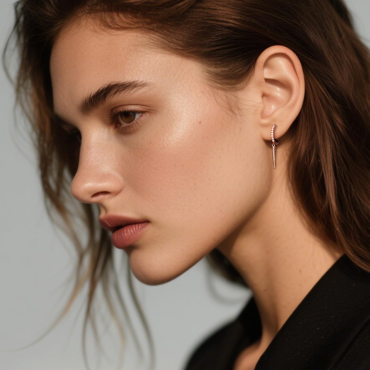 SLUYNZ Sterling Silver Spike Earrings Hoop for Women Teens Geometric Huggie Hoop Earrings Drop Punk Earrings Minimalist Huggie - Image 3