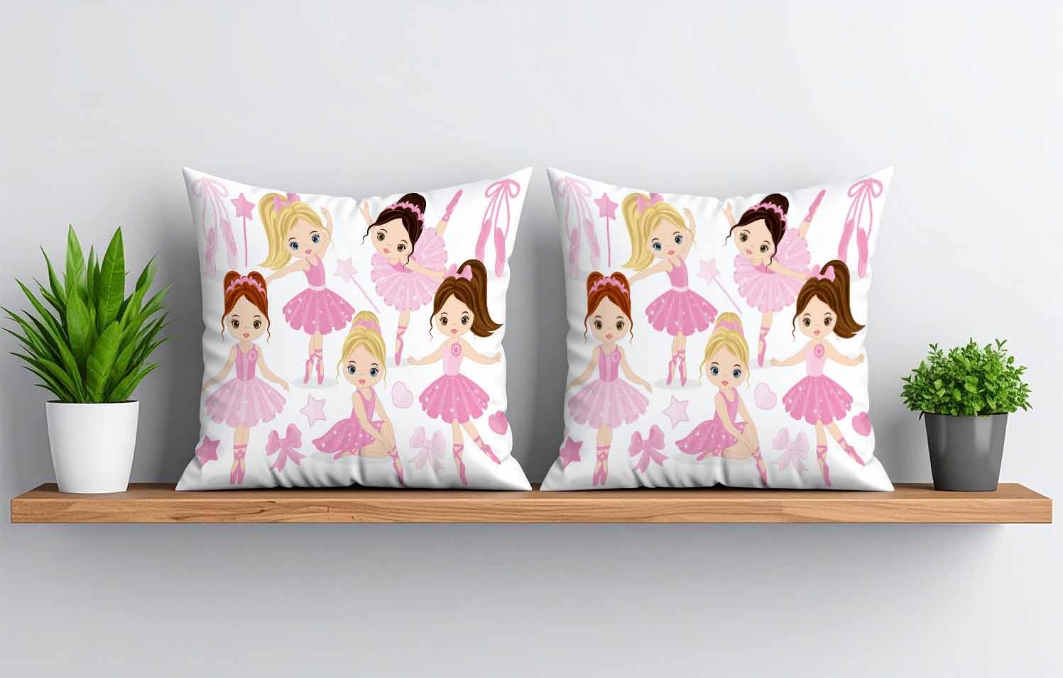 Zovinex Cushion Covers Soft Short Plush Pink Ballet Gifts Design for Women Decorations Throw Pillow Case Set of 2 18x18 inch Home Decor for Sofa Bench Couch Garden Furniture 45x45cm - Image 2