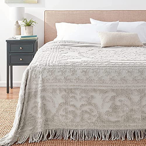 Image of Beatrice Home Fashions Medallion Full Cotton Chenille Bedspread, Gray
