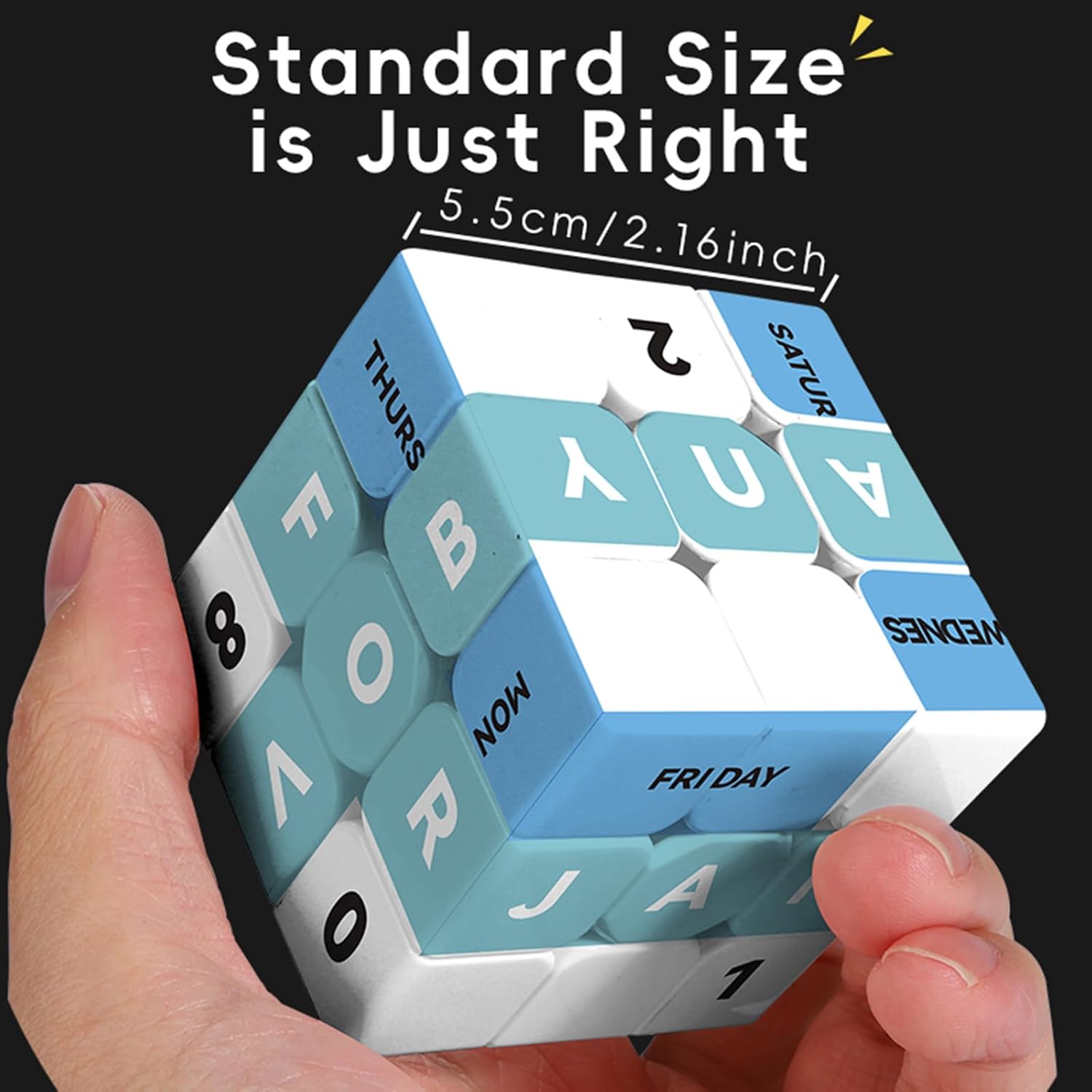 Calendar 3x3 Speed Cube, UV Printing Cube Magic Cube Educational Puzzles Toys for Kids,Beginners and Adults (Stickerless)
