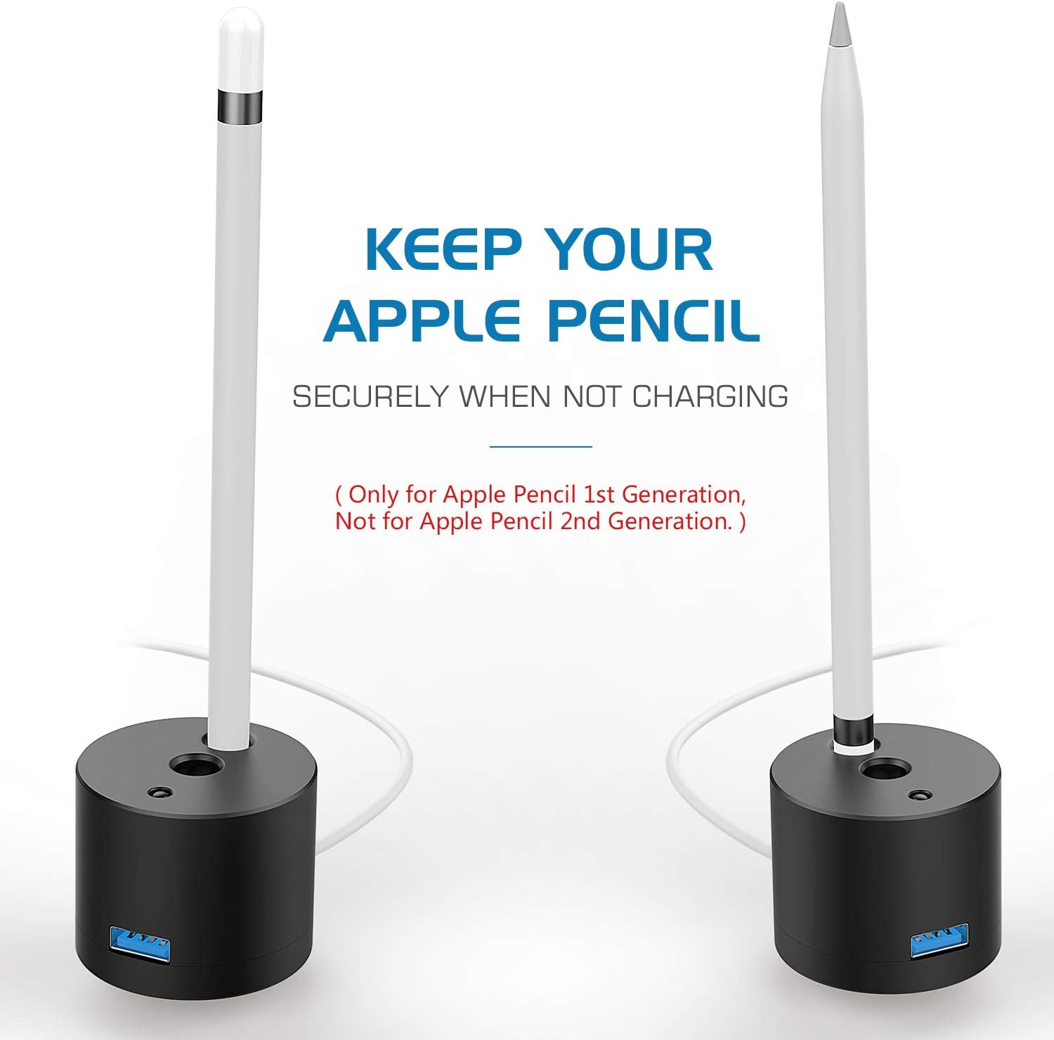 MoKo Charging Stand Compatible for Apple Pencil,Portable Desktop Fast Charging Station Charger Dock Pen Holder for Apple iPad Pro Pencil/Pen iPad Pro 12.9 10.5 9.7, iPad 10.9 2022 - Black