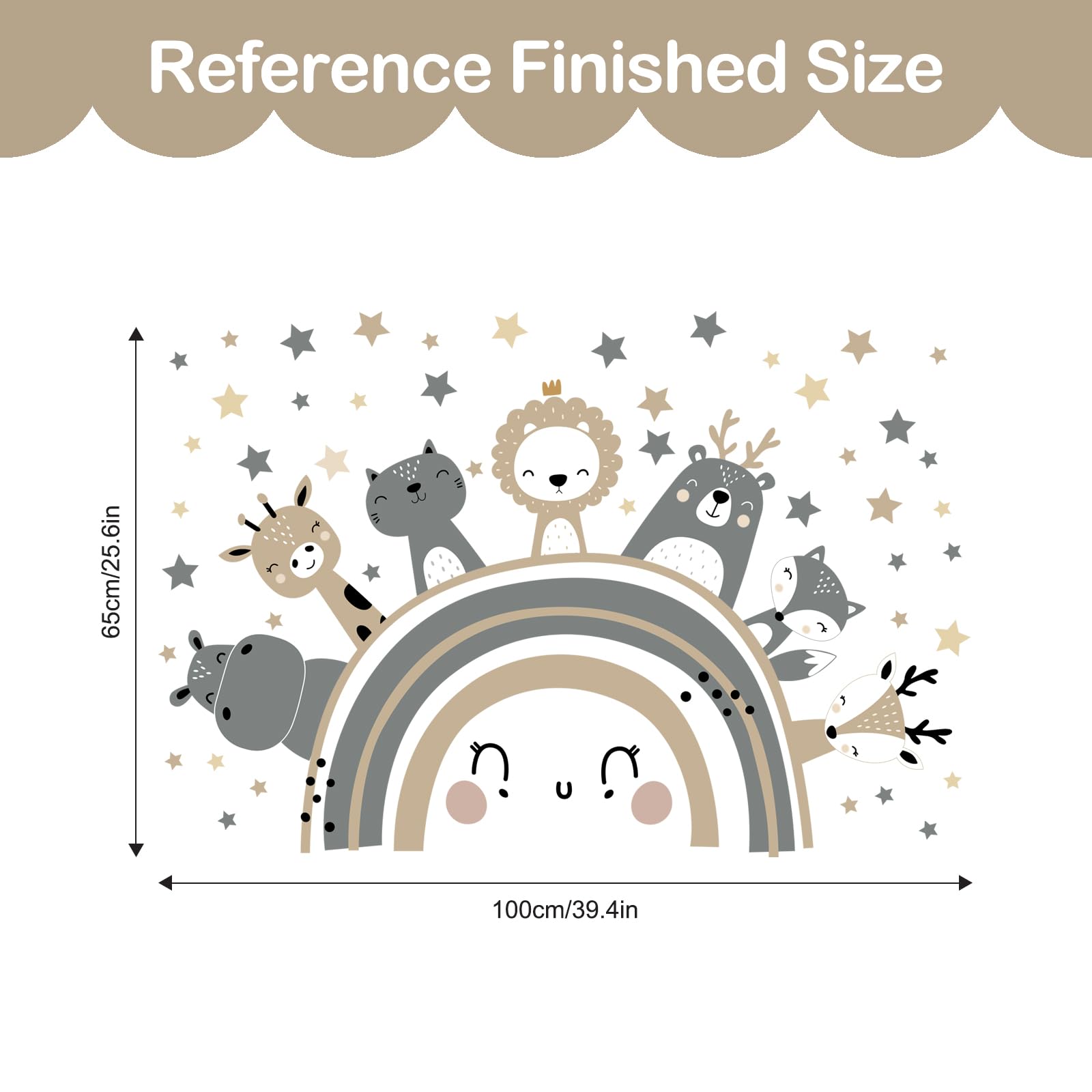 Adesivi Murali Animali Safari Giraffa Leone Grigio Stickers da Parete per Bambini