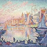 Made in Europe 1art1 Paul Signac Poster Impression sur Toile Le Port De Saint-Tropez, 1901-1902 Affiche Murale XXL Encadrée  Tendue sur Cadre en Bois  Tableau 40x40 cm