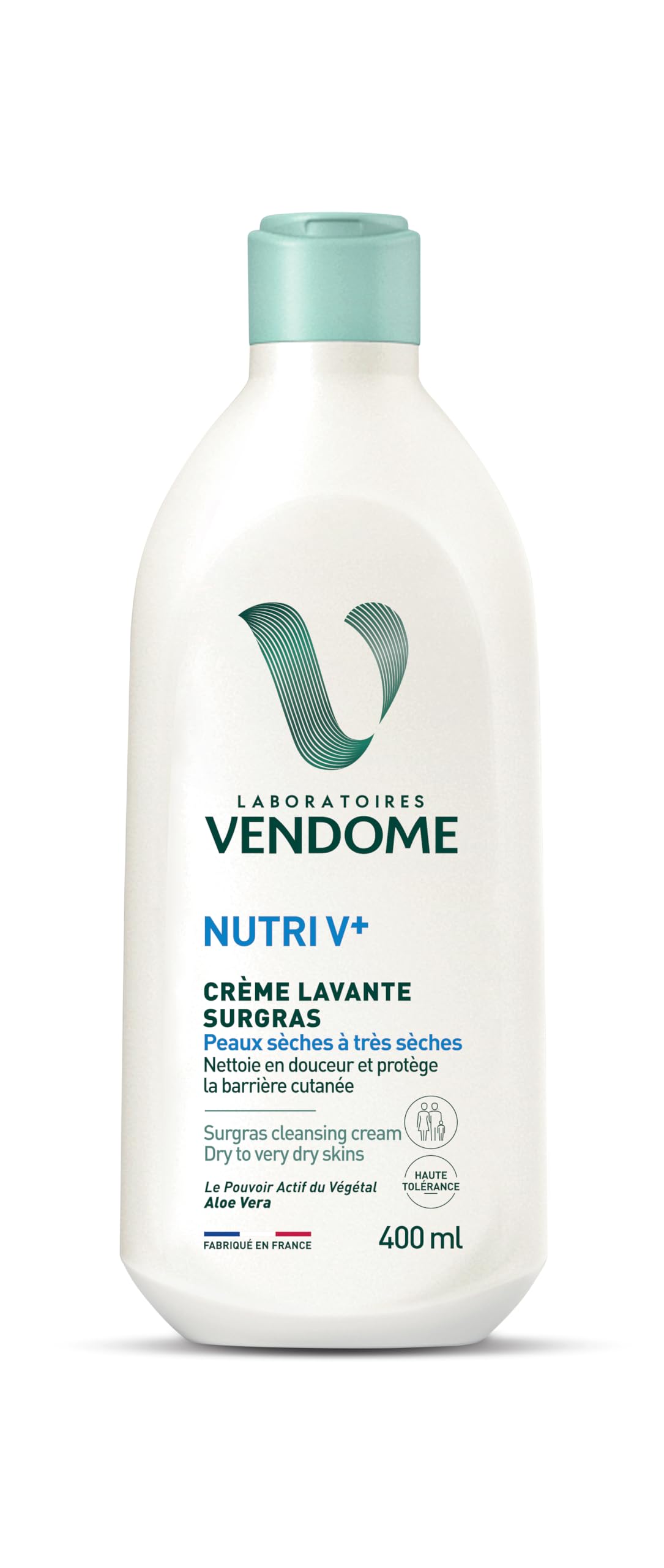 Laboratoires Vendôme - Nutri V+ - Wash Cream - Gently Cleanses & Protects the Barrier - Nourishing & Protective - Enriched with Aloe Vera - Dry to Very Dry Skin - 400 ml