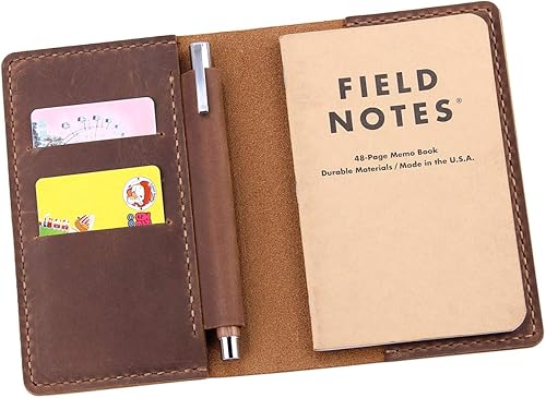 Miniatura 8 de Funda de cuero para notas de campo, cubierta de diario hecha a mano para diario Moleskine Cahier, funda de cuero con soporte para bolígrafo para