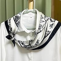 Vista 94 de FONYVE - Pañuelo de satén sedoso de tamaño mediano para mujer, cuadrado, 27.5 x 27.5 pulgadas