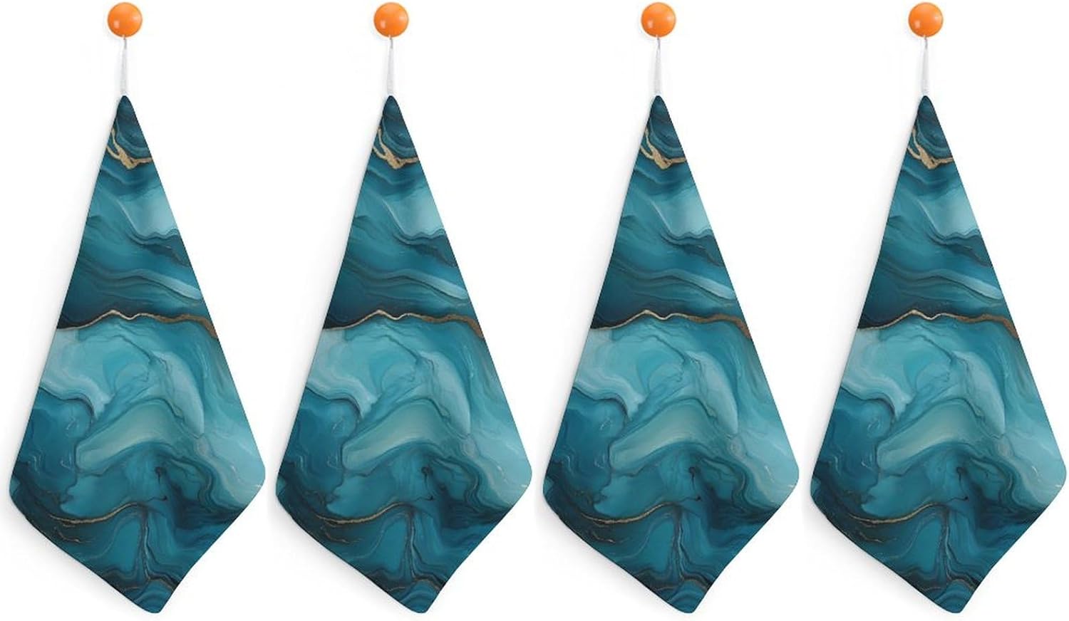 Abstract Teal and Gold Towel Hand Towels Decorative Towel for Bathroom Kitchen Shower Gym 4PCS