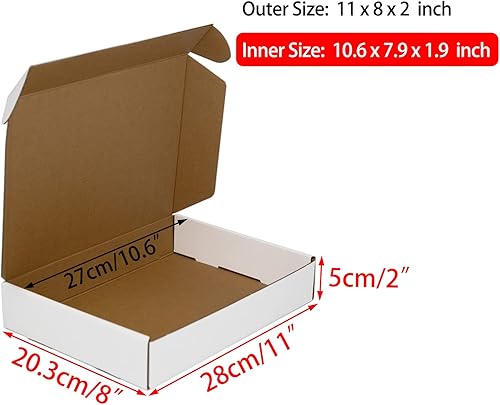 Miniatura 121 de Cajas de envío de 6 x 6 x 2 pulgadas, paquete de 25 cajas de cartón corrugado marrón para pequeñas empresas, embalaje y correo Marrón,Blanco