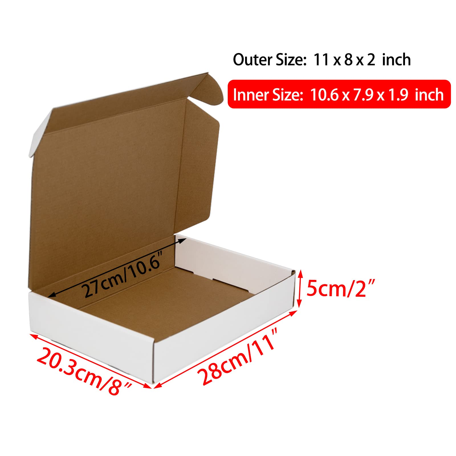 27,9 x 20,3 x 5,1 cm, weiße Wellpappkartons für kleine Unternehmen