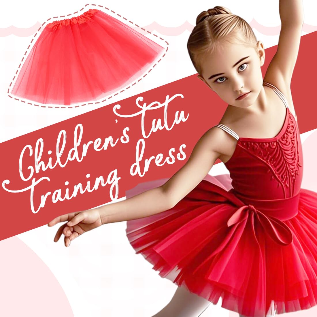 Falda de Tul para Niñas, Tutú Princesa 3 Capas, Falda de Ballet, Color Lacre