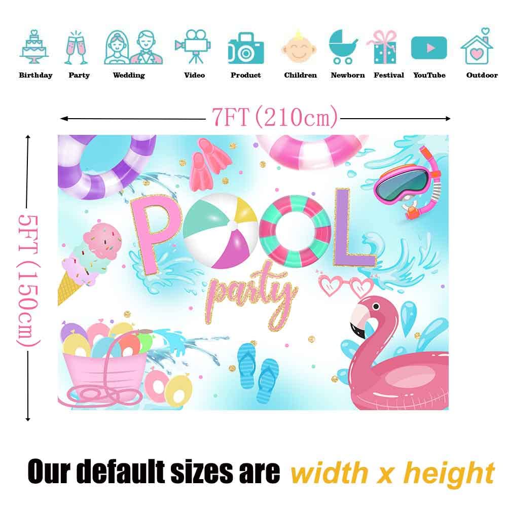 Sensfun Pool Party Hintergrund Banner 210x150cm - Vinyl-Dekoration Für Sommerfeiern, Geburtstag & Strandpartys