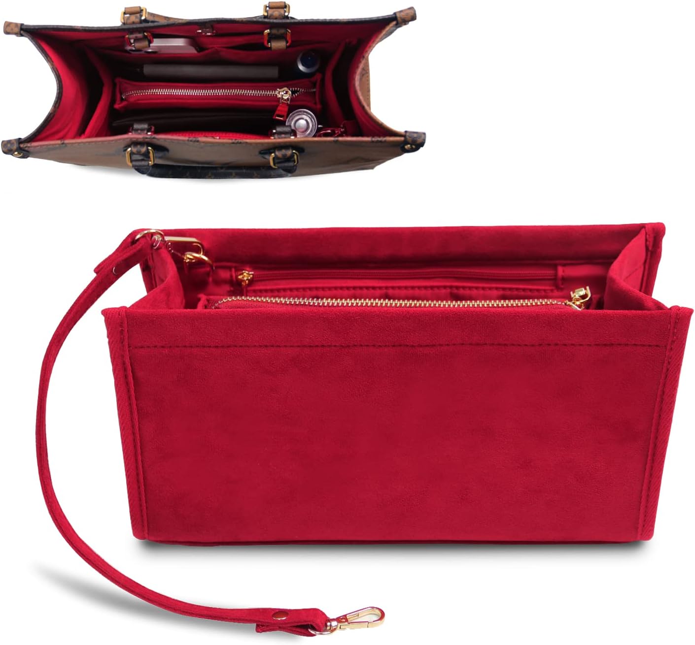 OPPOSHE Suede Velvet Purse Organizer Insert, Bag Organizer