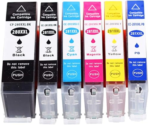 Miniatura 2 de Cartucho de tinta de repuesto compatible para Canon PGI-280XXL CLI-281XXL PGI 280 XXL CLI 281 XXL para usar con PIXMA TS8320 TS8220 TS8120 (PGBK,