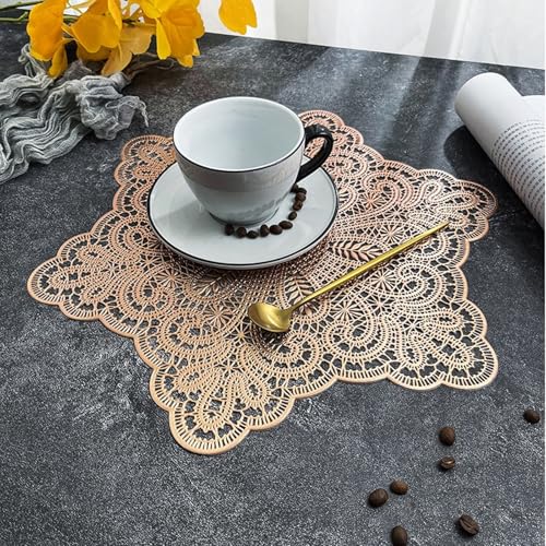 Set de table or rose resistant 38 cm au fini metallise structure pour reception elegante - 3