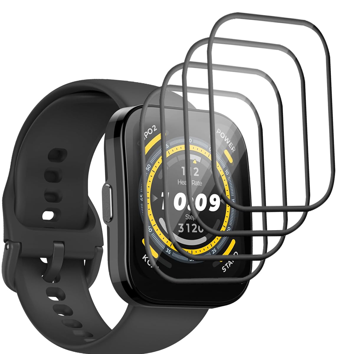 4 Piezas Protector Pantalla para Amazfit Bip 5 46mm Cristal Templado, Anti-Arañazos/HD, 3D Curvado Película Protectora para Amazfit Bip 5 46mm - PMMA Protector Pantalla Compuesto