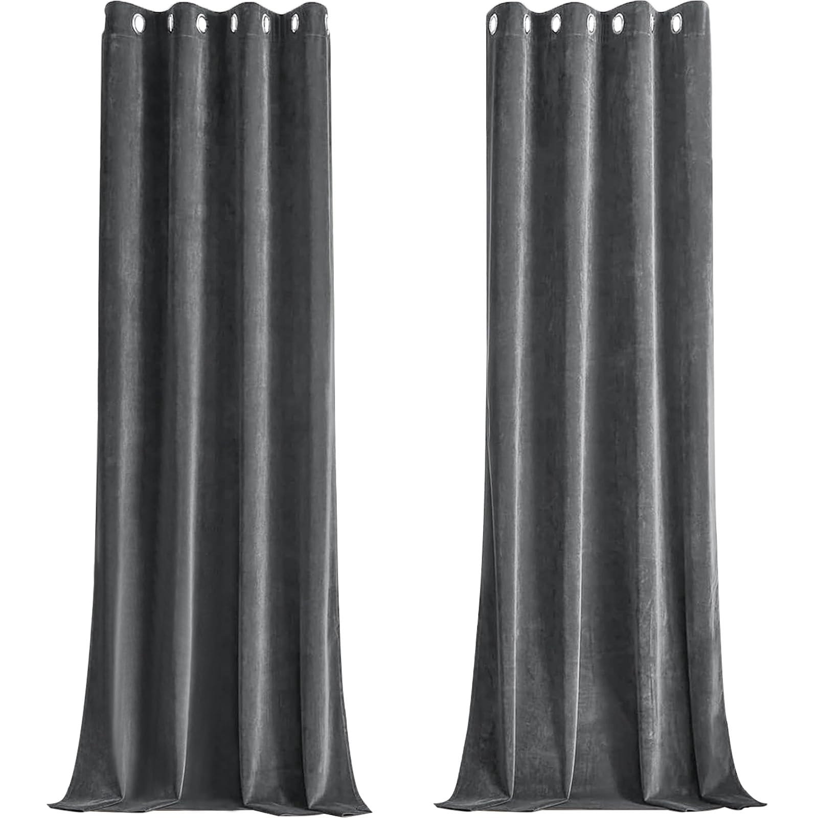CUCRAF Samtvorhang mit Ösen 2er Set, blickdichte und lichtundurchlässige Vorhänge, H 245x B 140cm, luxuriöse wärmeisolierende Vorhänge für Wohnzimmer und Schlafzimmer (Grau)