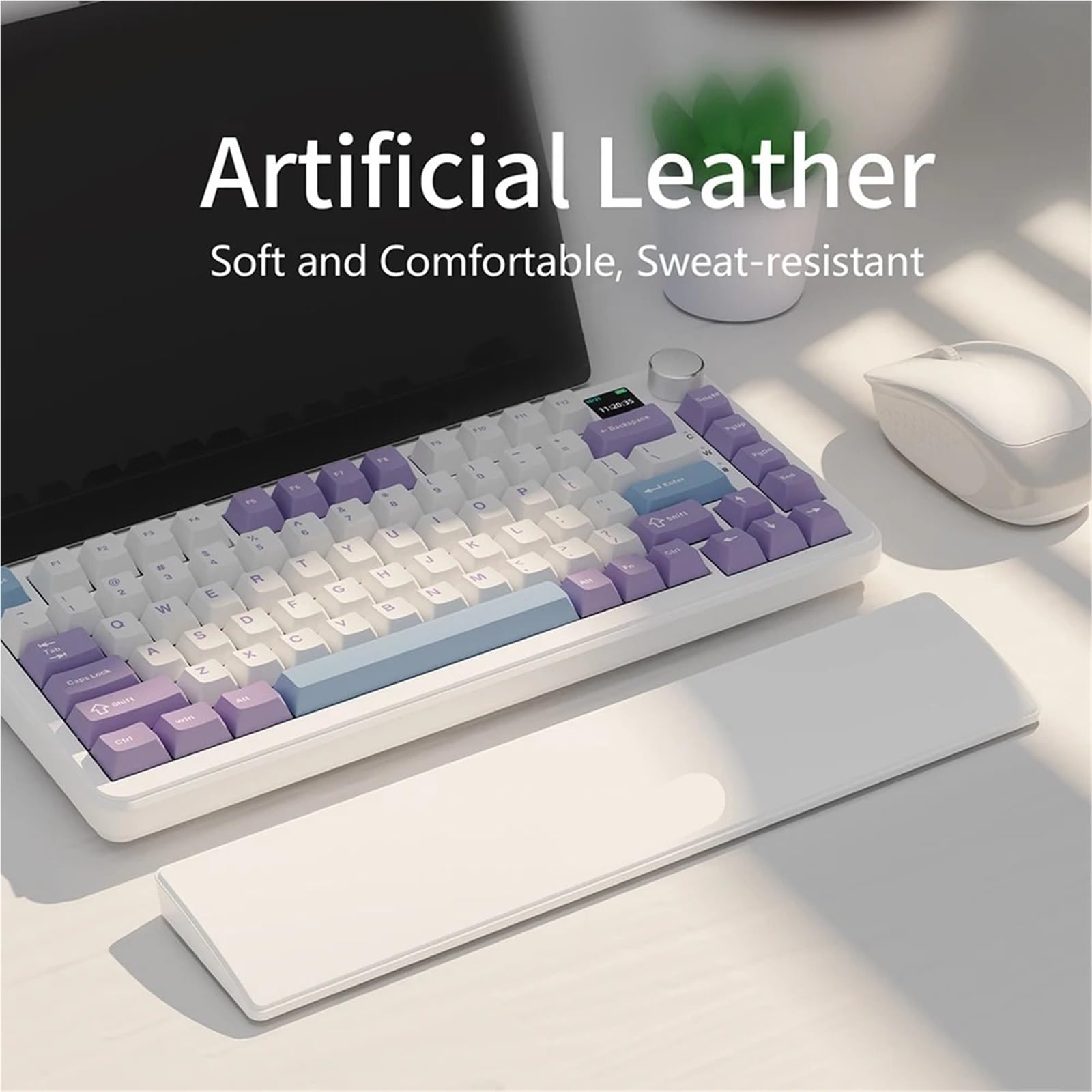 Poggiapolsi 81 tasti Supporto for le mani in memory foam morbido Base ergonomica in gomma antiscivolo Poggiapolsi stabile for lunghe ore di lavoro Studio Gioco(White)