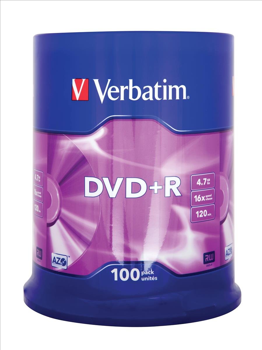 Verbatim 43551 4.7GB 16x DVD+R Matt Silver 100 Pack Spindle
