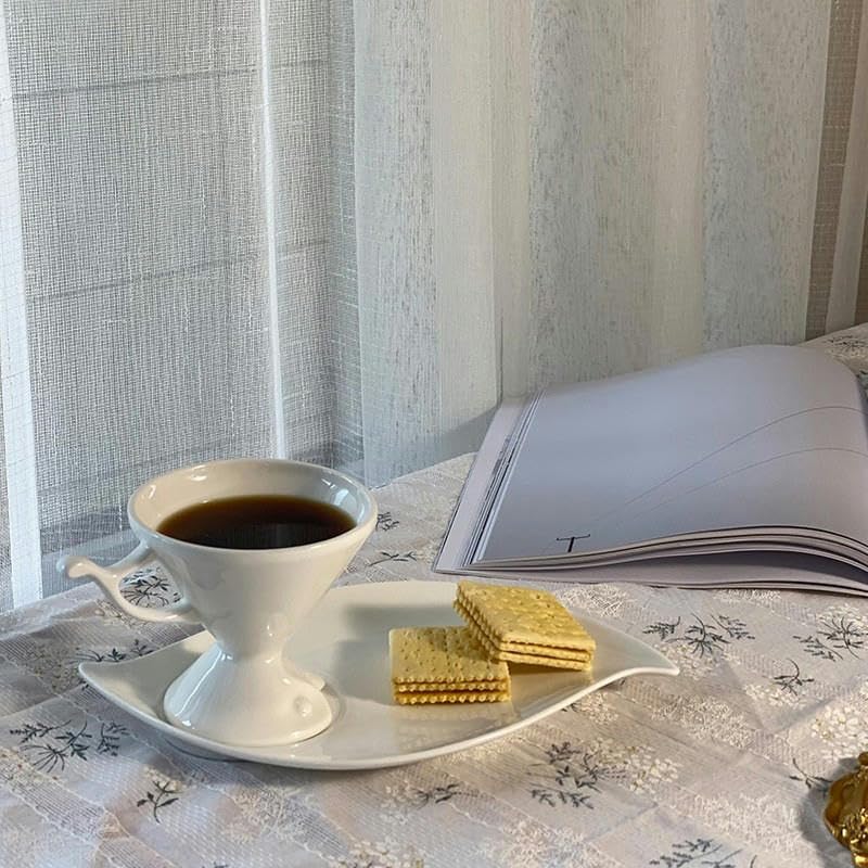 Zestaw do herbaty Chiński zestaw do herbaty, 60-200 ml chiński porcelanowy kubek do herbaty, kawy, biały ceramiczny na nóżce, miska lodów, kielich dla dorosłych, prezent(Golden Bird Cup and Plate)