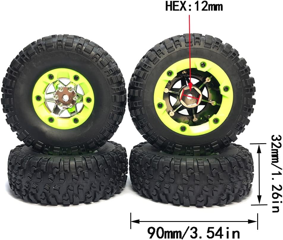 KingVal Replacement 2PCS Left + 2PCS Right Wheel Tyre Tire RC Parts Compatible with WLtoys 12428 12427 124006 1/12 RC Car