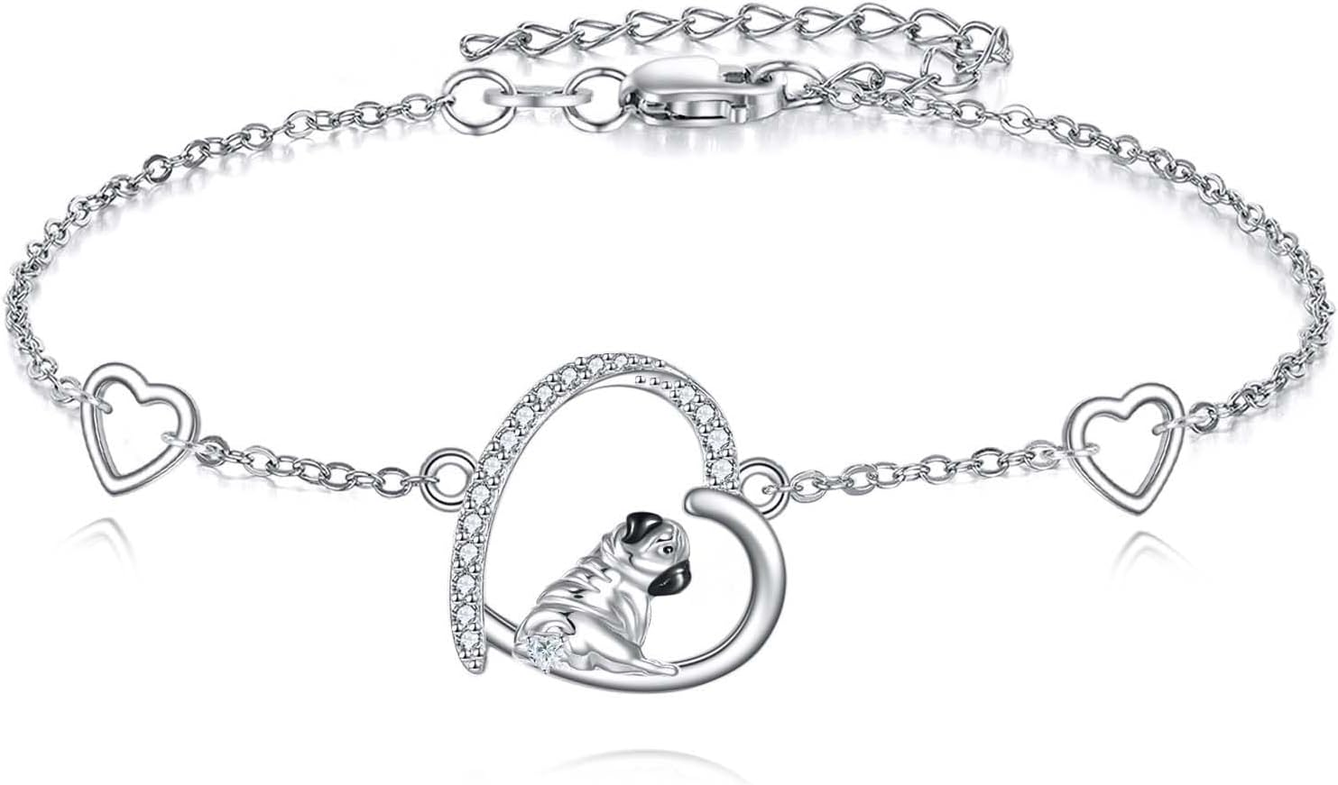 Animal Bracelet S925 Sterling Silver Heart Animal Jewelry Gift For Women Dog Lover