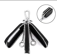 Vista 6 de BELOMI Funda para llave de coche, llavero remoto de cuero genuino con cordón y cierre de cremallera, cubierta de protección para llaves para hombres