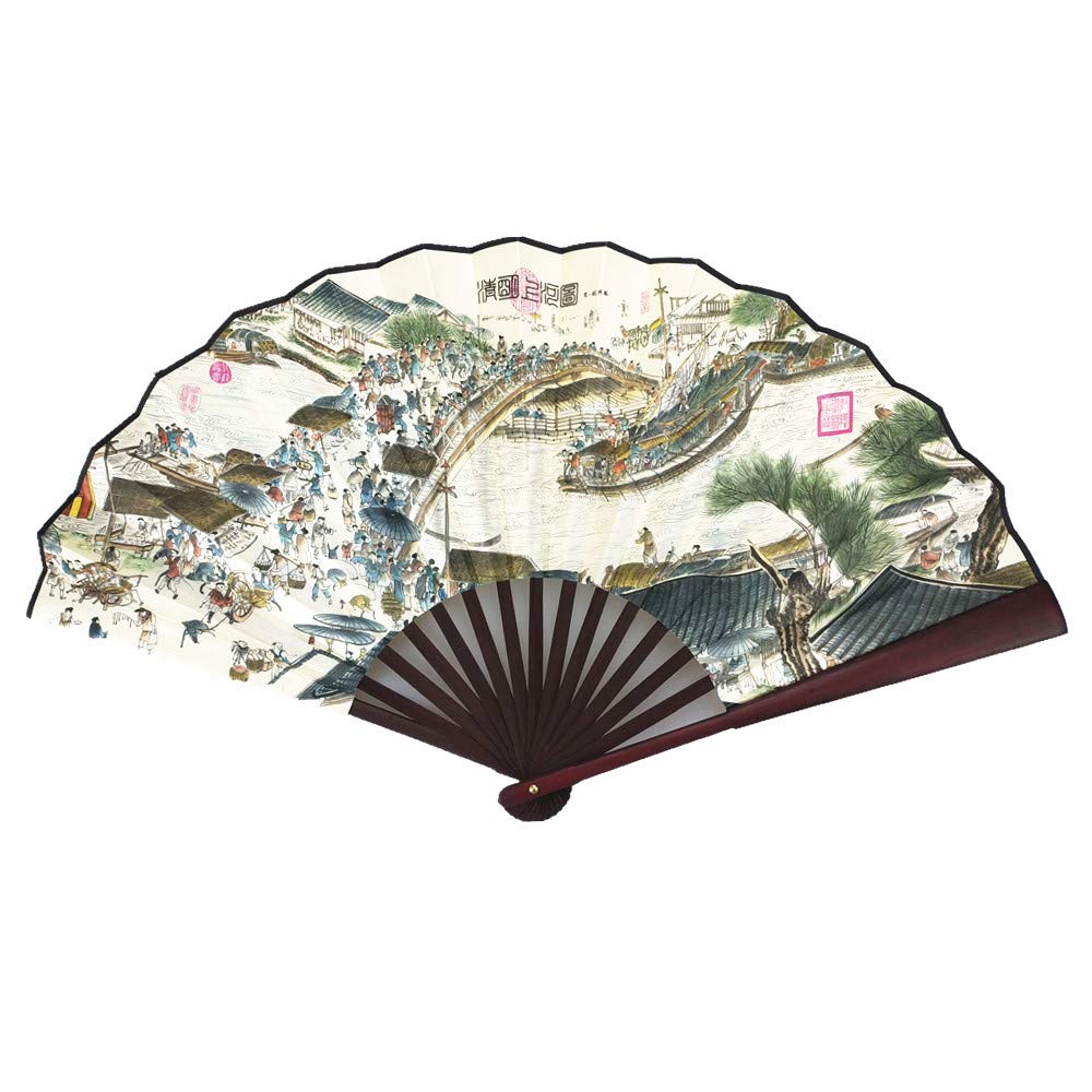 Bamboo Chinese Fan Tai Chi Kung Fu Folding Fans Made of Silk and Elastic Bamboo(13inch)