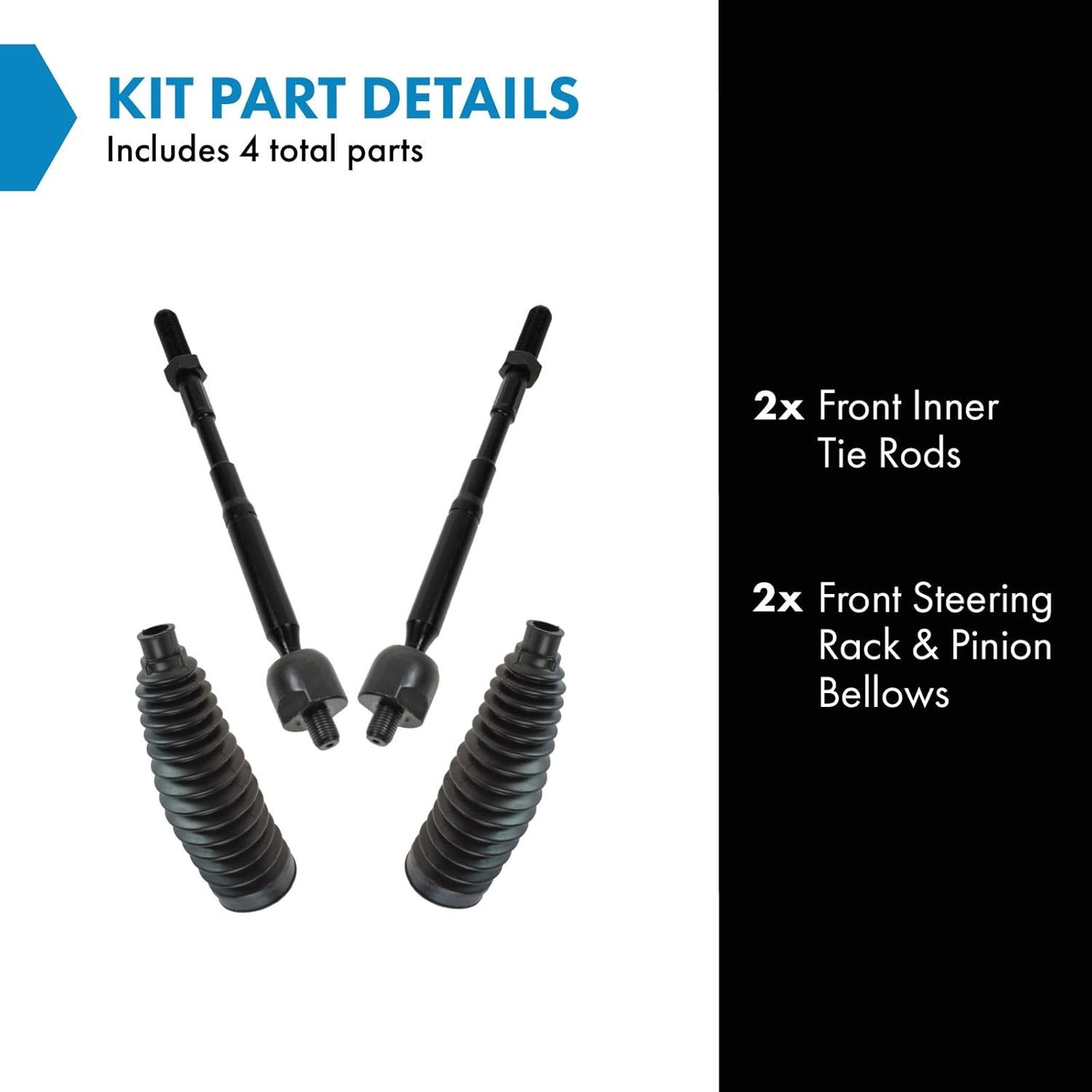 TRQ Front Steering Kit Steering Rack & Pinion Bellow Tie Rod Compatible with 2003-2008 Toyota Corolla
