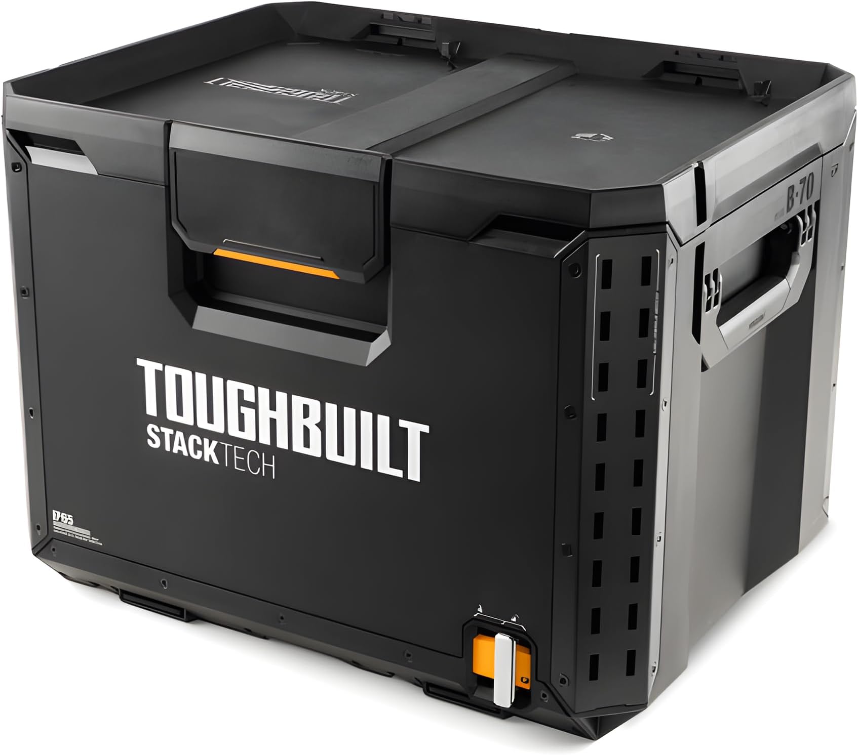 StackTech XL Tool box Organizer with Lock and Removable Tray, Black