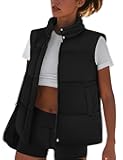 Puffer Vest Women Lightweight Fall Sleeveless Jackets Zip Up Puffy Outerwear Quilted Gilet Winter Pocket Outfits