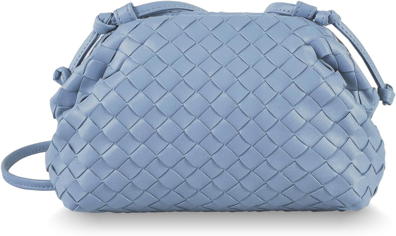 Huralona Dressy Pleated Vegan Leather Clutch Purse Woven Soft Cloud Dumpling Clutch Bag for Women PU Evening Purse Handbag