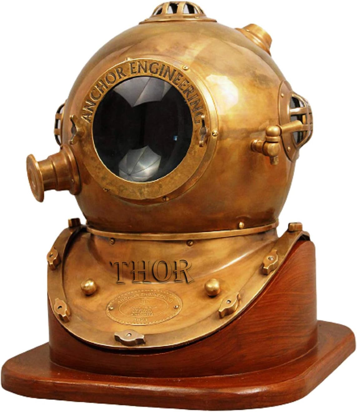 Antique Diving Divers Helmet Us Navy Mark V Anchor Engineering Helmet with Base Rustic Vintage Home Decor Gifts