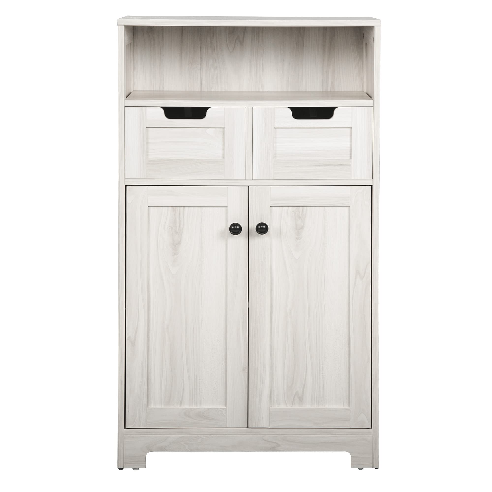 ODIKABathroom Floor Cabinet with 2 Doors and 2 Drawers, Freestanding Cabients for Bathroom Storage Cabient, Kitchen, Living Room, Light Gray