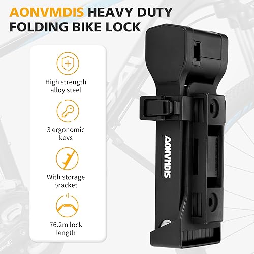 Miniatura 8 de Cerradura de bicicleta plegable para bicicleta Scooter Cerraduras plegables con 3 llaves Cerradura de bicicleta resistente con soporte de montaje