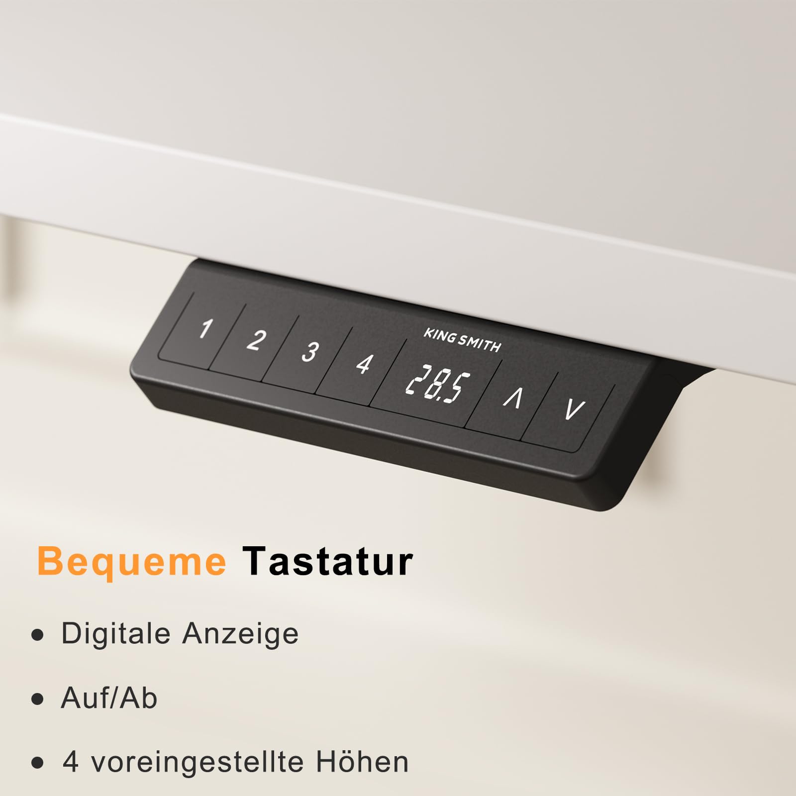 WALKINGDESK Höhenverstellbarer Schreibtisch 120 x 60 cm, Weiß | Elektrischer Stehschreibtisch mit Einteiliger Tischplatte, 4 Speicherpositionen, Computertisch 2 Haken für Homeoffice