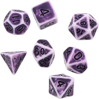 WHAMVOX 1 Conjunto 7 Pçs Dados Facetados Vintage Dados Vermelhos Brinquedos De Porta Para Fora Brinquedos Antigos Rpg Dados Role Playing Game Dados De Decisão Dados De Jogo Acrílico Roxo